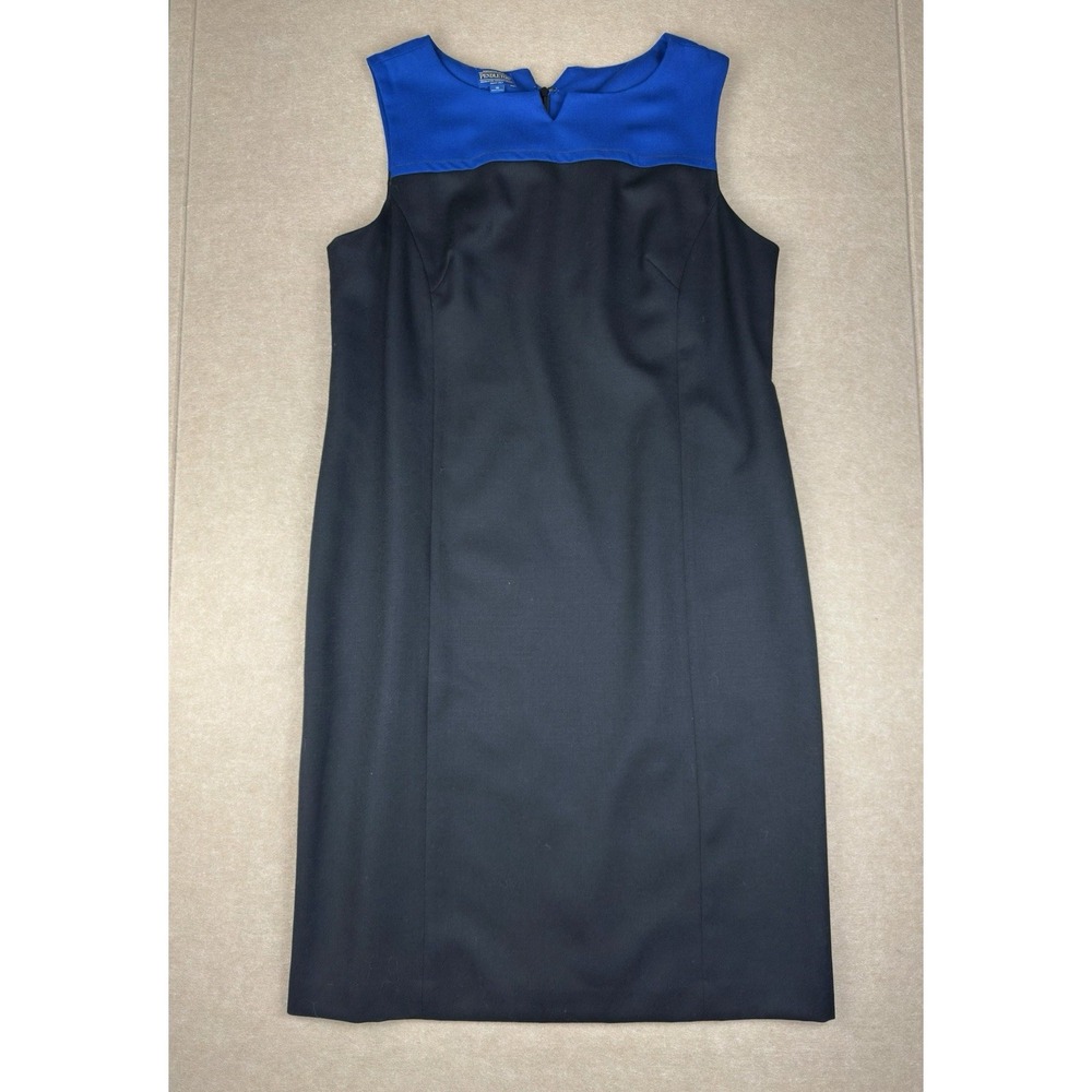 Pendleton Dress Women's Size 18 Black Blue Virgin Wool Sleeveless‎ Back Zip USA